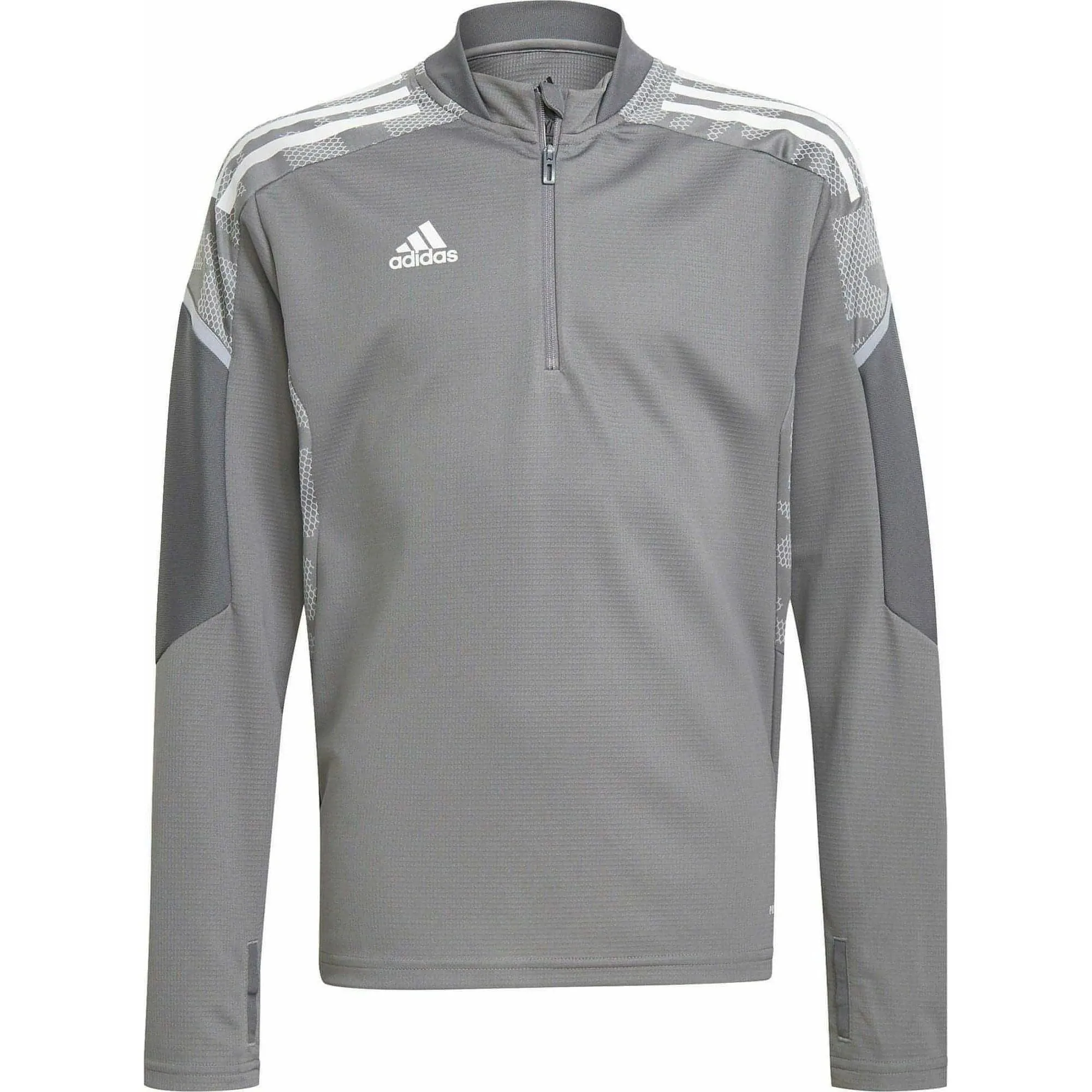 adidas Condivo 21 PrimeBlue Half Zip Long Sleeve Junior Training Top - Grey