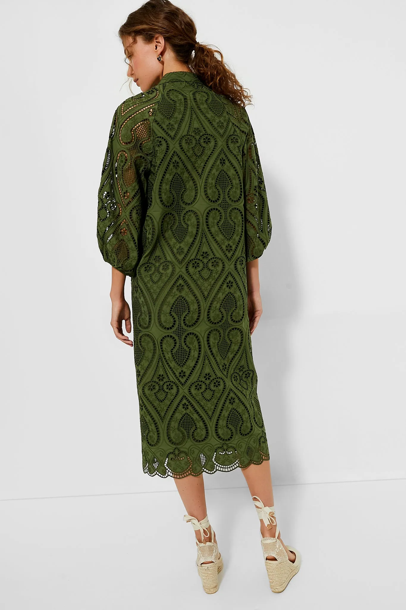 Army Green Eyelet Maryse Caftan