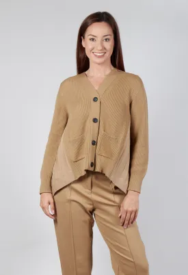 Back Pleated Cardigan in Camel