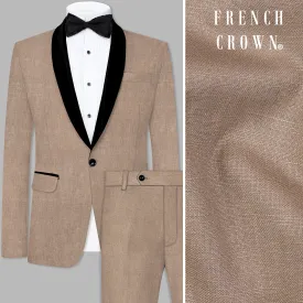 Beaver Brown Luxurious Linen Tuxedo Suit