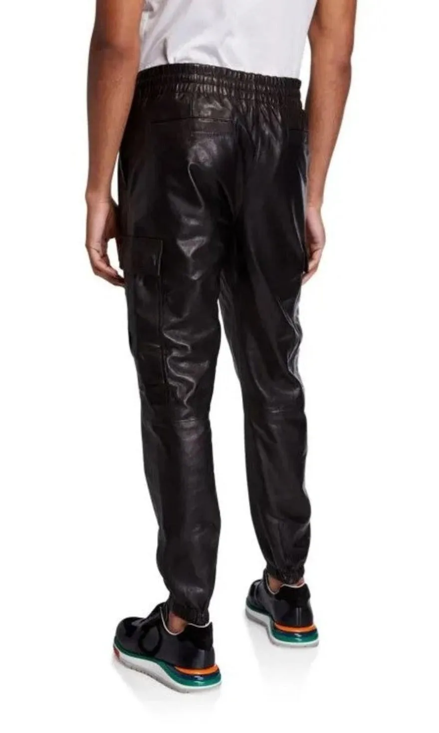 Black Leather Cargo Pants