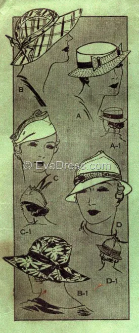 E-PATTERN 1935 Hats E5256