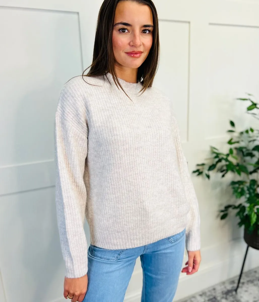 Ecru Soft Dropped Shoulder Jumper