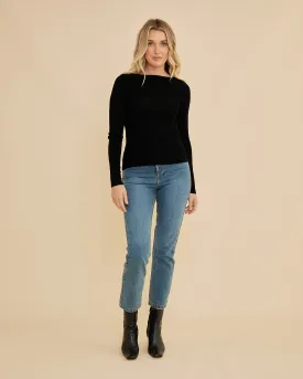 Ellie Merino Knit Boat Neck - Black