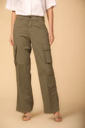 Havana pantalone cargo donna in gabardina relaxed