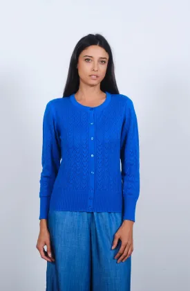 Heart Pointelle Cardigan in Princess Blue