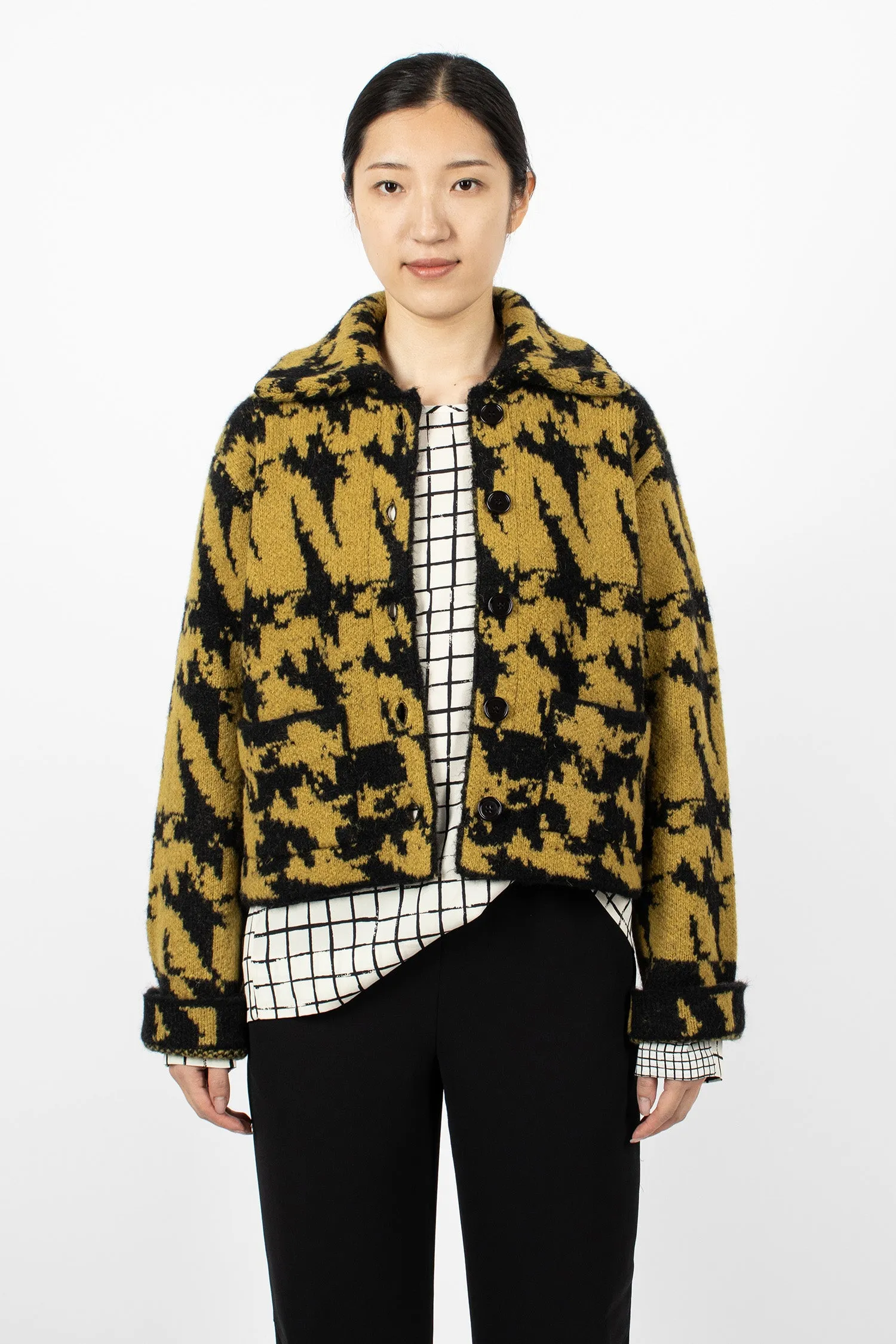 Knit Cardigan Black/Ochre