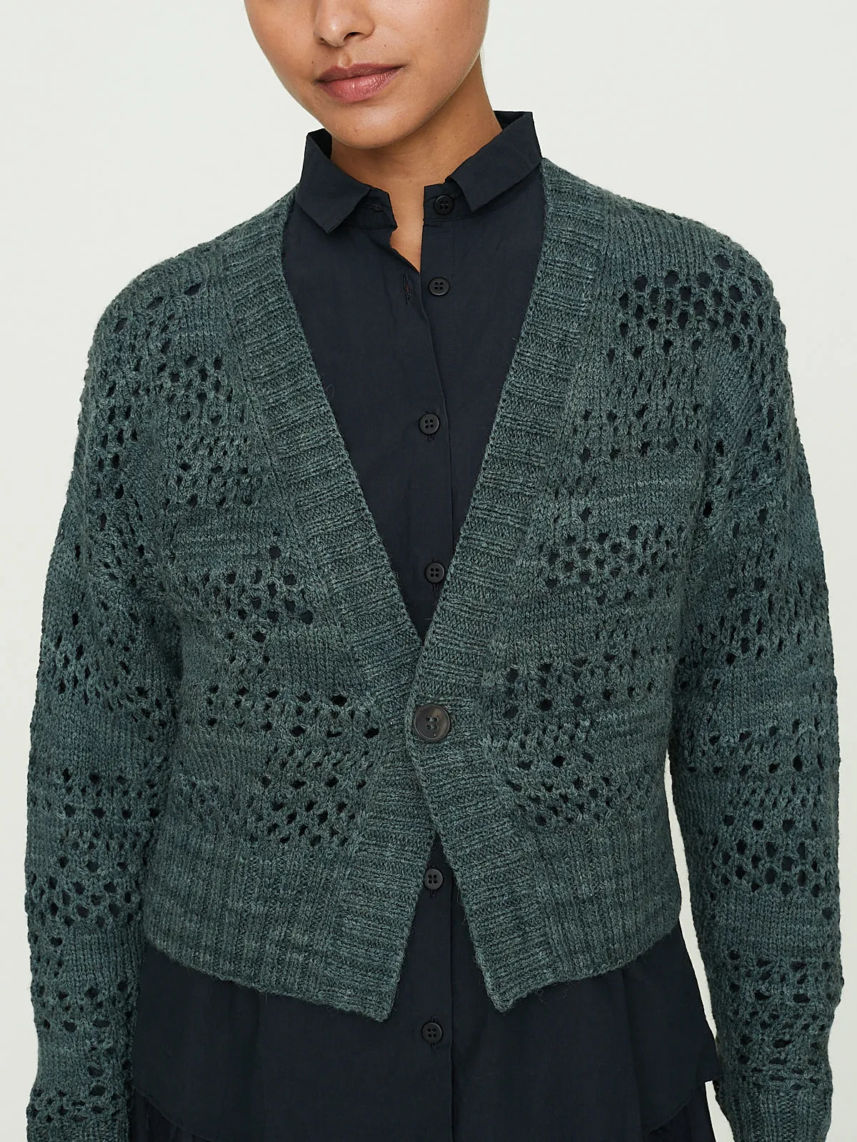 Lacy Stitch Cardigan in Beetle