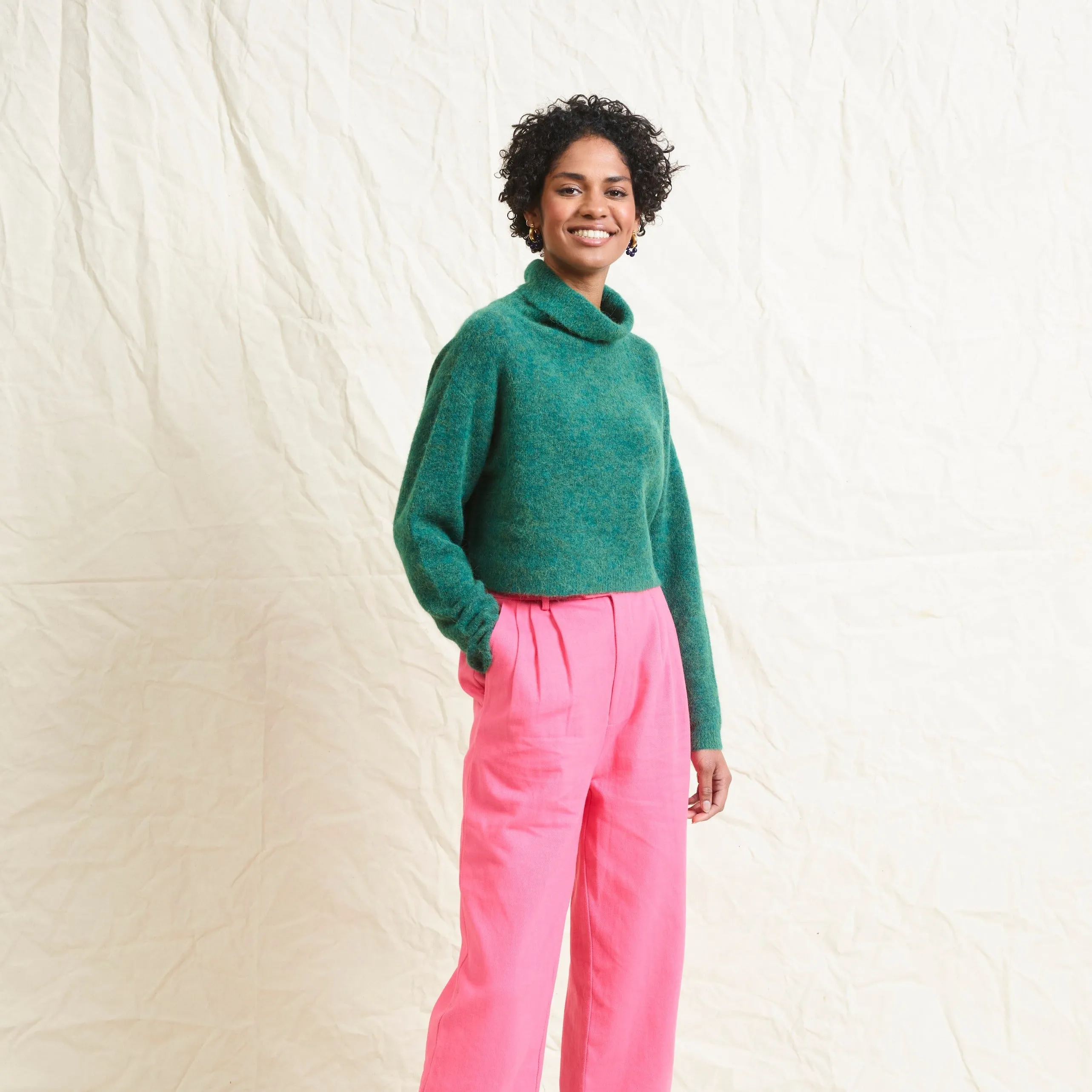 Lowie Fern Alpaca Cropped Roll Neck