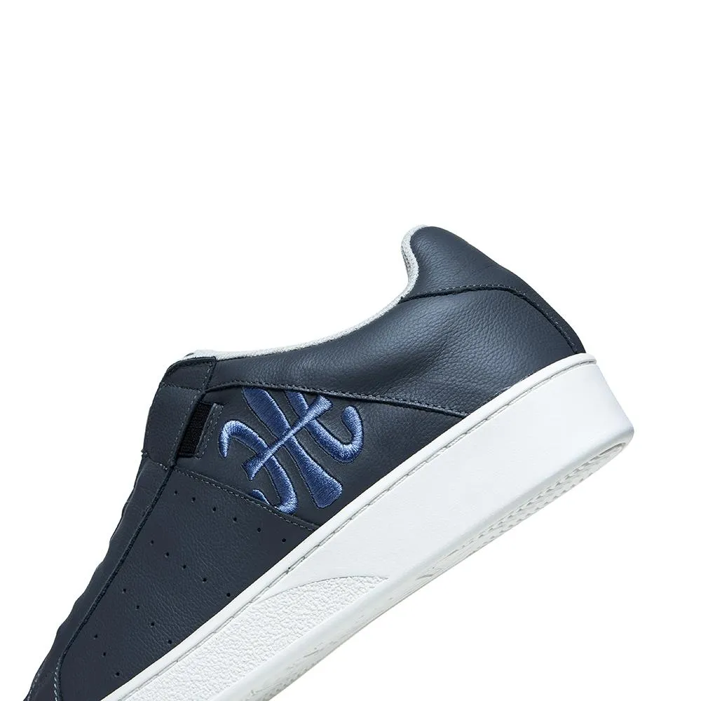 Men's Icon Gray Blue Logo Leather Sneakers 01913-885