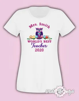 PERSONALISED Thank You Teacher School Gift 2020 World's T-shirt Ladies Female