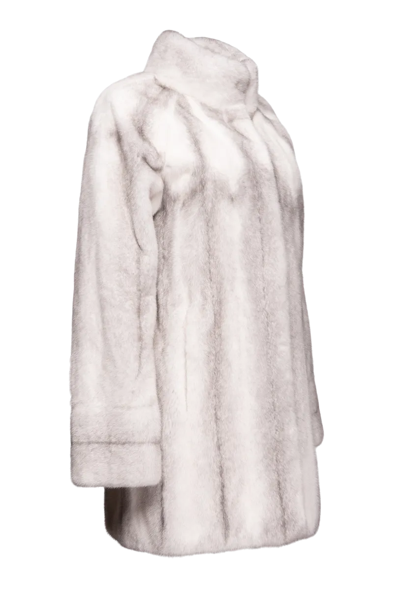 Sapphire Cross Let-Out Mid-Length Mink Fur Coat