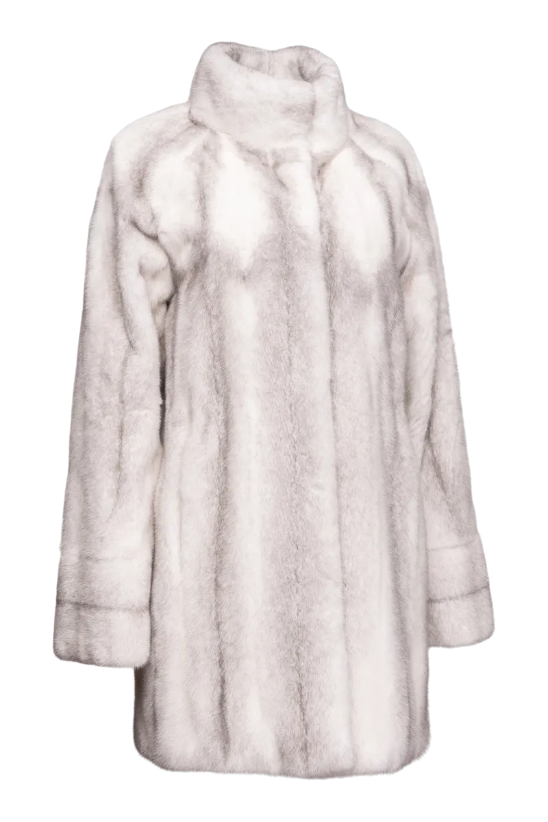 Sapphire Cross Let-Out Mid-Length Mink Fur Coat