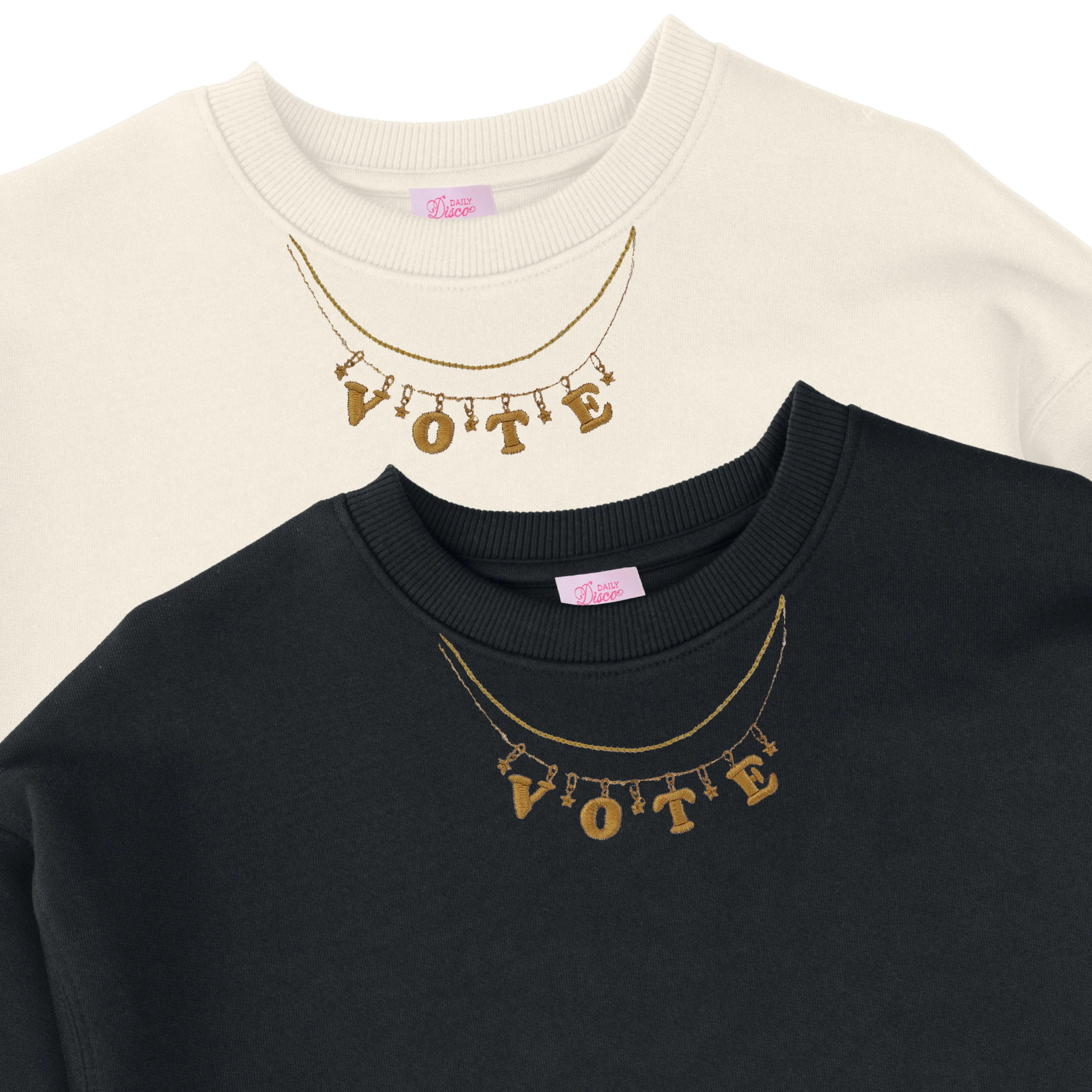 Vote Necklace Embroidered Sweatshirt